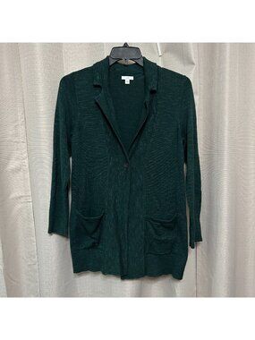 J. Jill Textured Sweater Jacket Women's Size Small Escarole Green